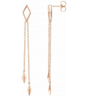 14K Rose Geometric Chain Earrings - 65233460002P