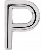 14K White Single Initial P Earring - 86800191P