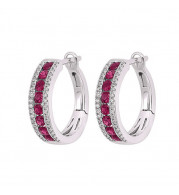 Gems One 14Kt White Gold Diamond (1/6Ctw) & Ruby (7/8 Ctw) Earring - ER10319-4WBR