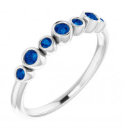 14K White Blue Sapphire Bezel-Set Ring - 71844650P