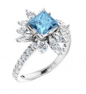 14K White Aquamarine & 1 1/6 CTW Diamond Ring - 72062600P