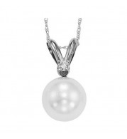 Gems One 14Kt White Gold Diamond (1/50Ctw) & Pearl (1/2 Ctw) Pendant - PPD6.5AAA-4W