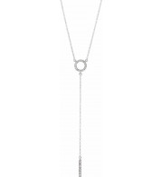 14K White 1/6 CTW Diamond Circle 16-18 Bar Y Necklace - 65230560001P