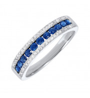 Gems One 14Kt White Gold Diamond (1/8Ctw) & Sapphire (1/2 Ctw) Ring - RG10636-4WBS