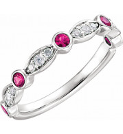 14K White Ruby & 1/6 CTW Diamond Ring - 65198960001P