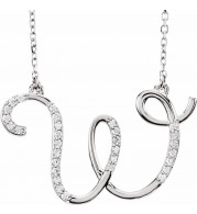 14K White 1/10 CTW Diamond Initial W 16 Necklace - 67399144P