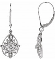 14K White 1/6 CTW Diamond Granulated Filigree Earrings - 65260860000P