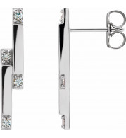 Platinum 1/10 CTW Diamond Bar Earrings - 87051603P