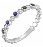 14K White Blue Sapphire Stackable Ring - 71814600P