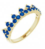 14K Yellow Blue Sapphire Crown Ring - 71972606P