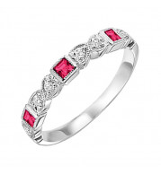 Gems One 14Kt White Gold Diamond (1/10Ctw) & Ruby (1/6 Ctw) Ring - FR1071-4WD