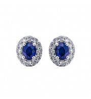 Gems One 10Kt White Gold Diamond (1/6Ctw) & Sapphire (3/8 Ctw) Earring - ER31974-1WDS