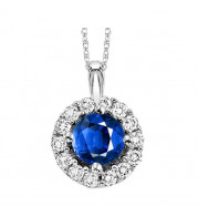 Gems One 14Kt White Gold Diamond (1/12Ctw) & Sapphire (1/4 Ctw) Pendant - NP711-4WCS