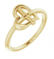 14K Yellow Heart Cross Ring - R43065102P