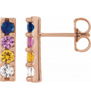 14K Rose Multi-Color Sapphire Bar Earrings - 86951602P