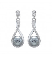 Gems One Silver Cubic Zirconia & Pearl (2 Ctw) Earring - ER10132-SSW