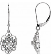 14K White 1/6 CTW Diamond Granulated Filigree Earrings - 65260260000P