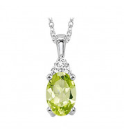 Gems One 10Kt White Gold Diamond (1/50Ctw) & Peridot (1/2 Ctw) Pendant - FP4026-1WDD