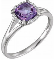 14K White Amethyst & .05 CTW Diamond Ring - 65195260002P