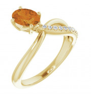 14K Yellow Citrine & 1/10 CTW Diamond Ring - 720606001P