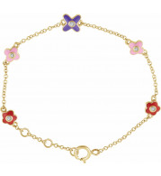 10K Yellow .04 CTW Diamond Youth Flower 7 Bracelet - 65268860000P