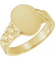 14K Yellow 14x11 mm Oval Signet Ring - 92468864P