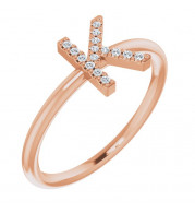 14K Rose .06 CTW Diamond Initial K Ring - 1238346052P