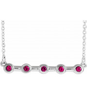 14K White Ruby Bezel-Set Bar 16 Necklace - 868406040P