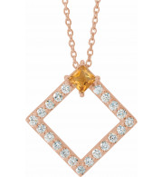 14K Rose Citrine & 3/8 CTW Diamond 16-18 Necklace - 868906134P