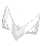 14K White V Shaped Ring - 51916363P