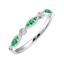 Gems One 14Kt White Gold Diamond (1/20Ctw) & Emerald (1/5 Ctw) Ring - RG84291-4WDE