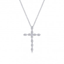 Gabriel & Co. 14k White Gold Faith Diamond Religious Cross Necklace - NK2211W45JJ