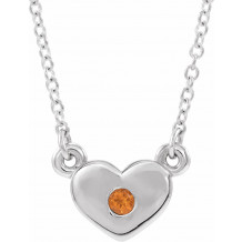 14K White Citrine Heart 16 Necklace - 8633560052P