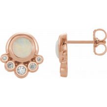14K Rose Opal & 1/8 CTW Diamond Earrings - 86780612P