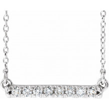 14K White 1/8 CTW Diamond French-Set Bar 18 Necklace - 86969705P