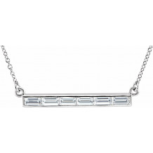 14K White 3/4 CTW Diamond Bar 17 Necklace - 863616000P