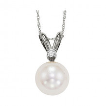 Gems One 14Kt White Gold Diamond (1/50Ctw) & Pearl (1/2 Ctw) Pendant - PPD8.5AAA-4W