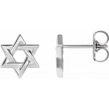 14K White Star of David Earrings - 86739600P