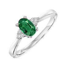 Gems One 10Kt White Gold Diamond (1/20Ctw) & Emerald (1/2 Ctw) Ring - FR4023-1WDE