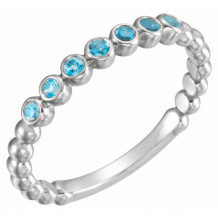 14K White Blue Zircon Stackable Ring - 7181360020P