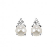 Gems One 10Kt White Gold Diamond (1/20Ctw) & Pearl (7/8 Ctw) Earring - FE4024-1WDP