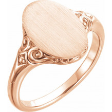 14K Rose 13x9 mm Oval Signet Ring - 51659103P