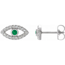 14K White Emerald & White Sapphire Earrings - 86884631P