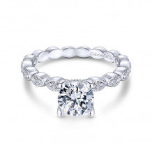 Gabriel & Co. 14k White Gold Victorian Straight Engagement Ring - ER13910R4W44JJ