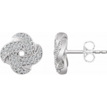 14K White 1/3 CTW Diamond Knot Earrings - 65285860001P