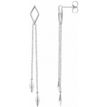 14K White Geometric Chain Earrings - 65233460000P