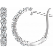 14K White 5/8 CTW Diamond Hoop Earrings - 65286060002P