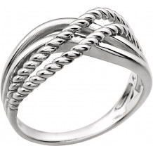 14K White Crossover Rope Design Ring - 861521000P