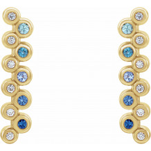 14K Yellow Blue Multi-Gemstone & 1/10 CTW Diamond Bezel-Set Bar Earrings - 86934606P