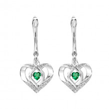 Gems One Silver Diamond (1/50 Ctw) & Created-Emerald (1/4 Ctw) Earring - ROL2165E